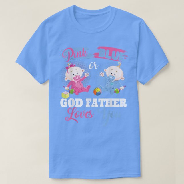 T-shirt Dieu Rose Ou Bleu Père Vous Aime Genre Révélation  (Design devant)