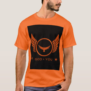 T-shirt Dieu + U Imprimé Hommes ou Adultes Handsome Orange