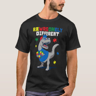 T-shirt Différemment Génial Puzzle Dinosaure Autisme Trex