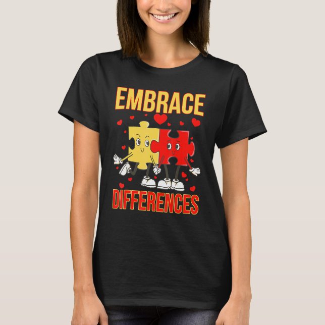 T-shirt Différences d'acceptation Funny World Autism Day P (Devant)