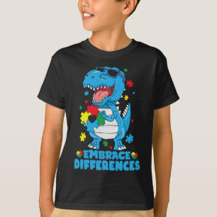 T-shirt Différences d'acceptation T Rex Dinosaur Autisme L