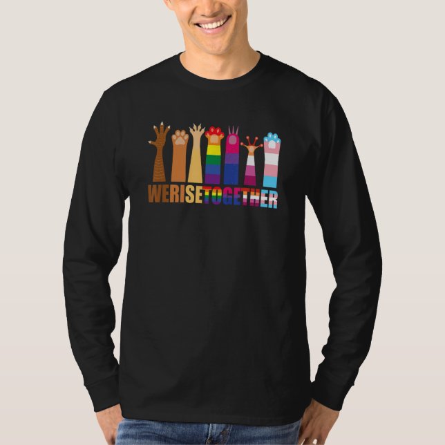 T-shirt Different Animal Paws We Rise Together (Devant)
