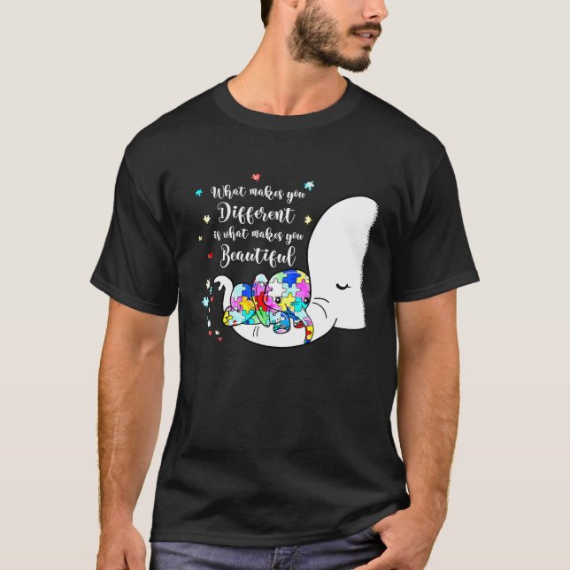 T-shirt Different Beautiful Autism Awareness Puzzle Piece  (Devant)