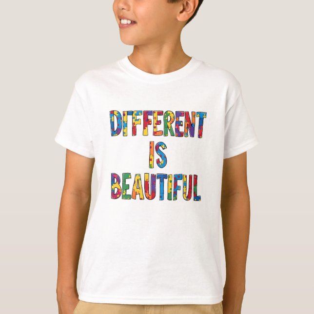 T-shirt Different Is Beautiful - Sensibilisation sur l'aut (Devant)