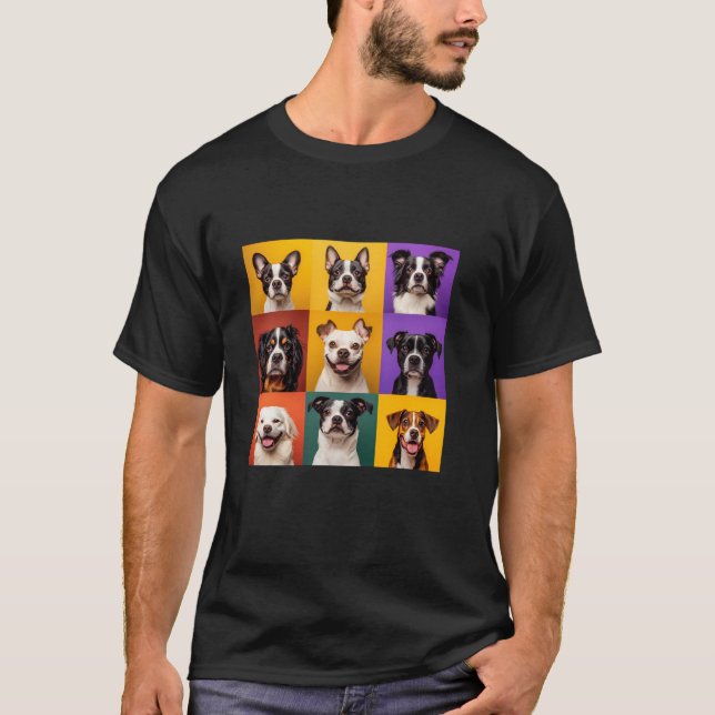 T-shirt Différentes espèces de chiens mignons Collage Port (Devant)