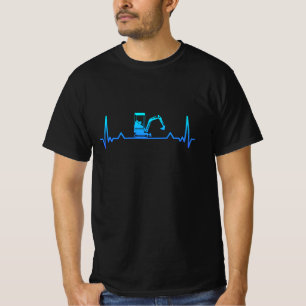T-shirt Digger Excavateur Heartbeat Papa Cadeau