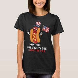 T-shirt Diggity Chien J'aime The Usa Patriotic Hot dog 4th