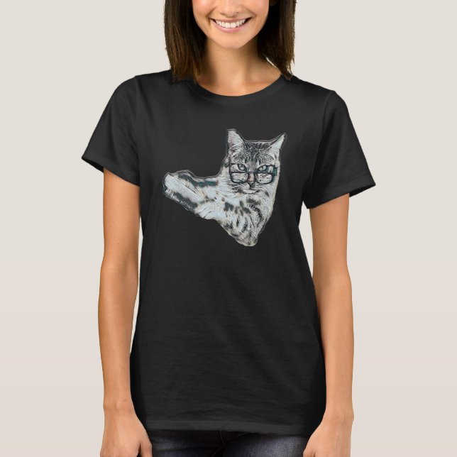 T-shirt Digital Abstract Painting Of A Cat 1 (Devant)