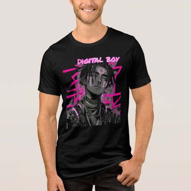 T-Shirt Digitaler Junge  Tri-Blend Shirt (Vorderseite)