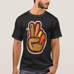 T-shirt Digne de paix Dinde Main Cool Thanksgiving Hippie
