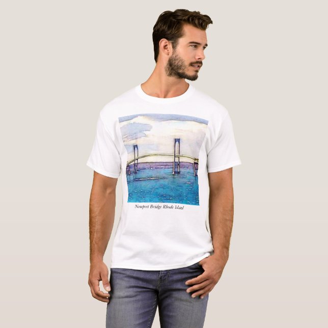 T-shirt d'Île de Rhode de pont de Newport (Devant entier)