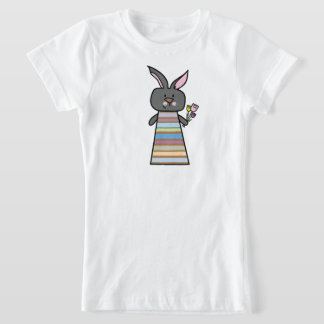 T-shirt d'illustration de lapin floral pour filles