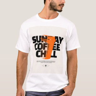 T-shirt Dimanche Café Détente - Graphique Urbain en Demi-t
