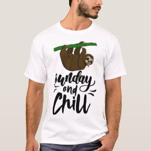 T-shirt Dimanche & Chill Funny Sleepy Head Lazy Sloth Loth