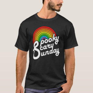 T-shirt Dimanche Effrayant Tendance Rétro Arc-en-ciel