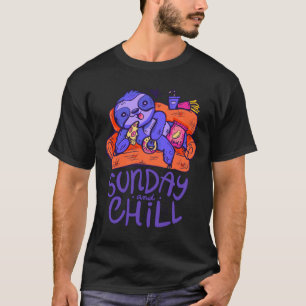 T-shirt Dimanche Et Chill Funny Blue Sloth