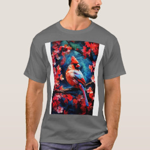 T-shirt dinal peinture d'oiseau couleurs art cardinal