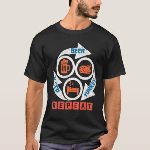 T-shirt Dinde Bière Sommeil Répéter Action de grâce Automn