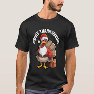 T-shirt Dinde de Thanksgiving déguisée en Père Noël Tha