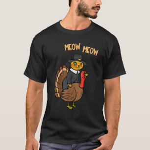 T-shirt Dinde de Thanksgiving Faux Miaulement de Chat Cha