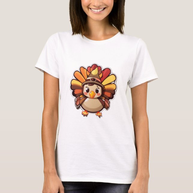 T-shirt Dinde de Thanksgiving Kawaii (Devant)