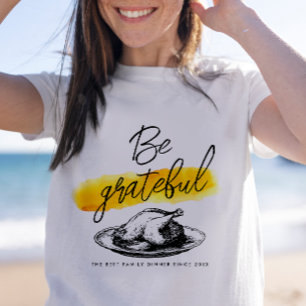 T-shirt Dinde de Thanksgiving Moderne Vintage Soyez Gratef