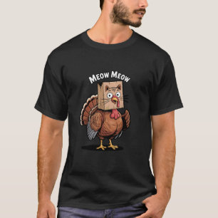 T-shirt Dinde de Thanksgiving Sac en Papier Chat Tête Miao