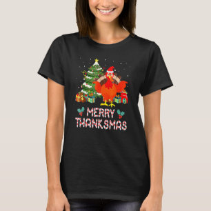 T-shirt Dinde Santa Merry Thanksmas Noël Thanksgiving