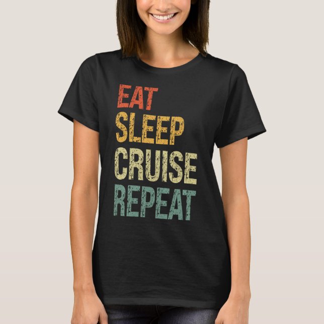 T-shirt Dîner Croisière de sommeil Répéter Famille Couple  (Devant)
