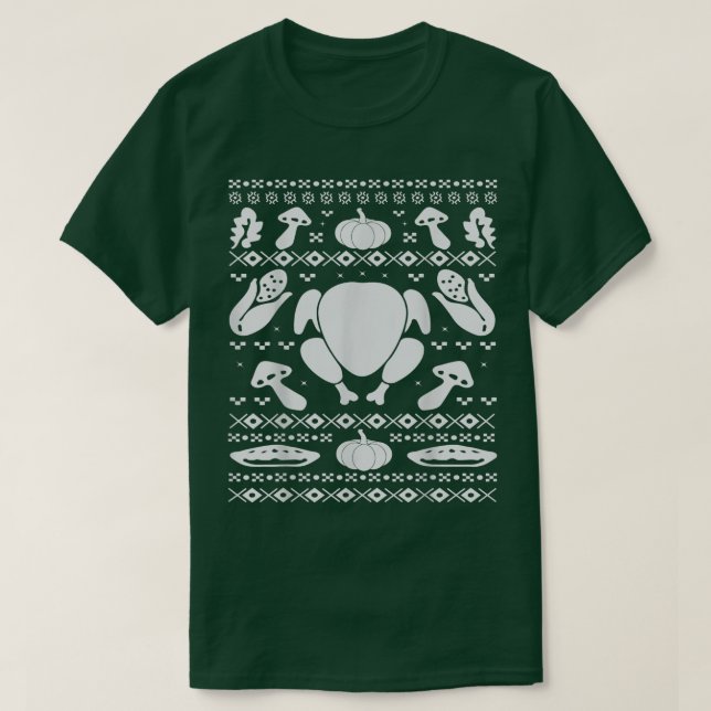 T-shirt Dîner d'action de grâces style de sueur de Noël mo (Design devant)