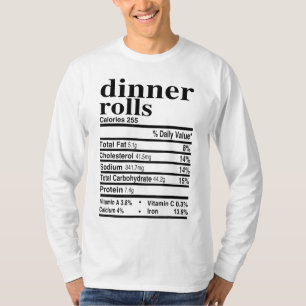 T-shirt Dîner Rolls Nutrition Fiches Vêtements Drôle Thank