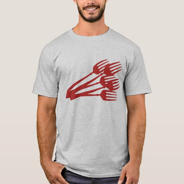 T-shirt dîner rouge de consommation dinant l'habillement (Devant)