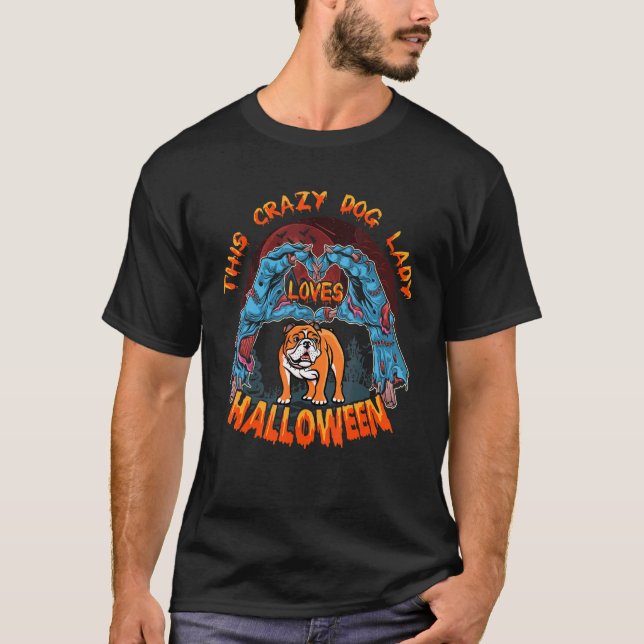 T-shirt Dingue Chien Lady Aime Pitbull Costume Chien Hallo (Devant)