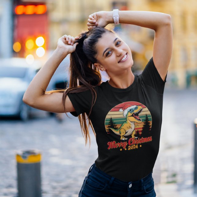 T-shirt Dino de fête : Santa Hat & Shades (Créateur téléchargé)