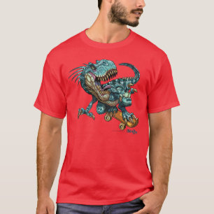 T-shirt Dino faisant de la planche à roulettes