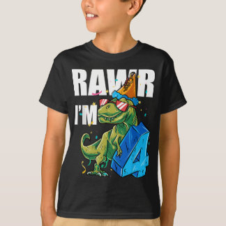 T-shirt Dino Four Rawr Im 4 Roar Im 4 Ans Dinosaur