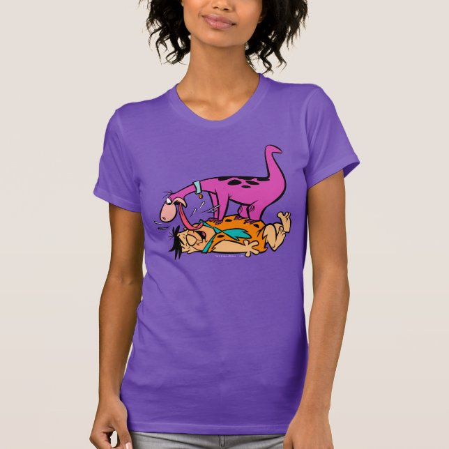T-shirt Dino Licking Fred Flintstone (Devant)