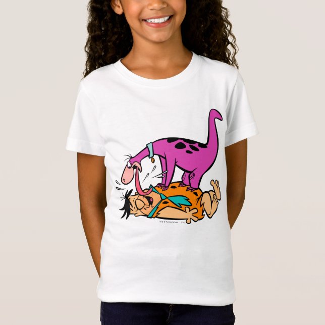 T-Shirt Dino Licking Fred Flintstone (Devant)