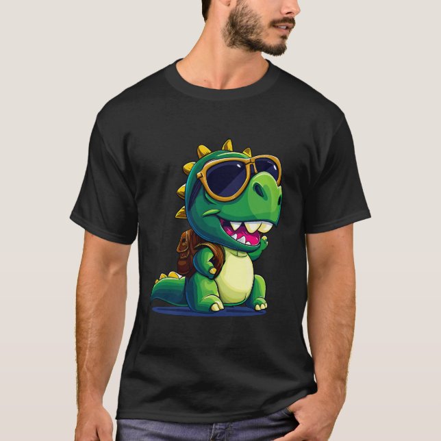 T-shirt Dino Ravi S'Engage Dans Une Aventure Scolaire (Devant)