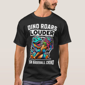 T-shirt Dino Roars Plus Fort Puis Foule De Baseball