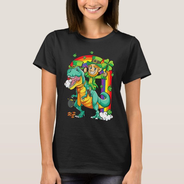 T-shirt Dino St Patricks Day Shirt Toddler Boys Girl Lepre (Devant)