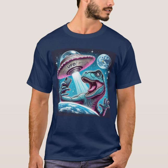 T-shirt Dino UFO Selfie : Rencontre Alien (Man Tshirt) #04 (Devant)