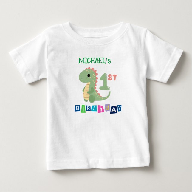 T-shirt Dinosaur 1er anniversaire pour enfant (Devant)