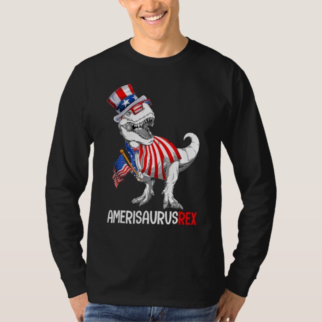 T-shirt Dinosaur 4 juillet Rex Amerisaurus Patriotic Boy (Devant)