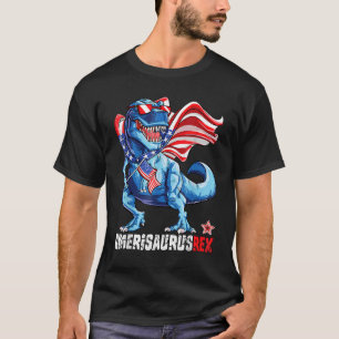 T-shirt Dinosaur 4 juillet Sunglass Usa Drapeaux Amerisaur