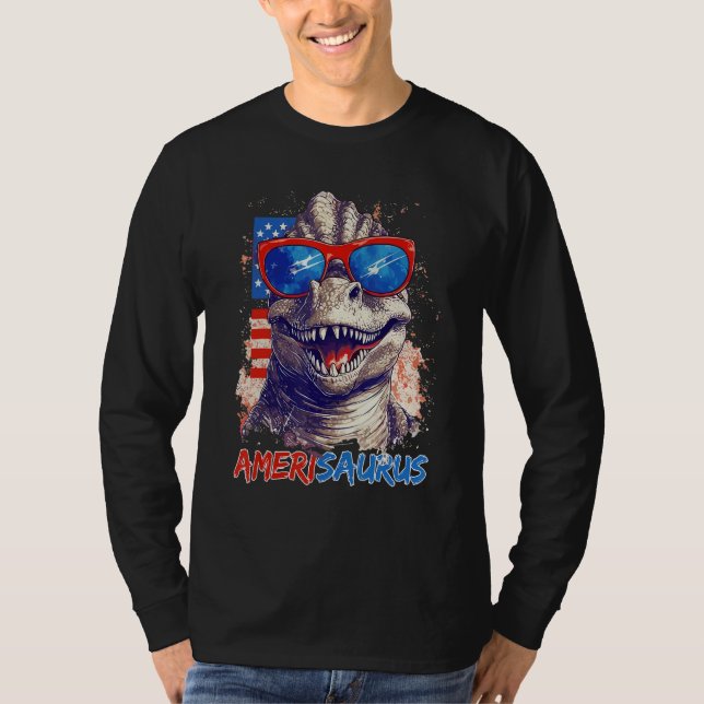 T-shirt Dinosaur 4th of July Kids Boys Men Amerisaurus Rex (Devant)