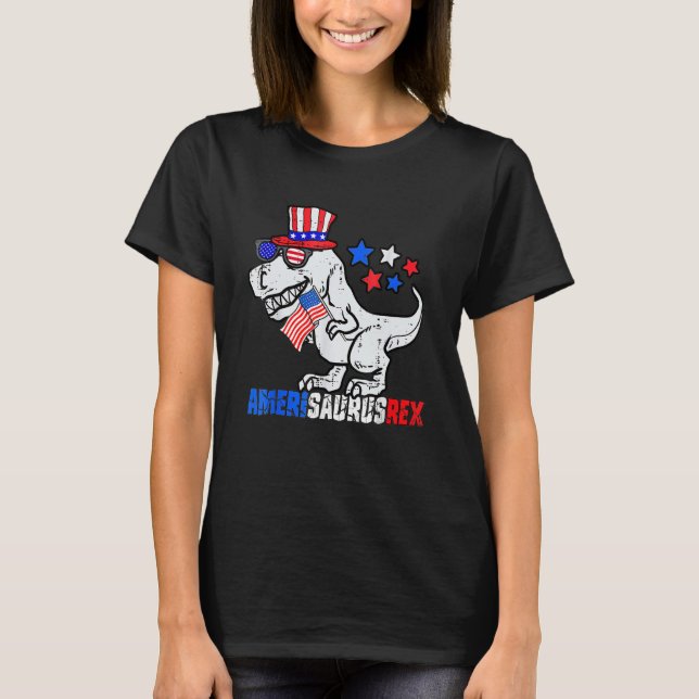T-shirt Dinosaur 4th Of July Kids Boys Men Amerisaurus Rex (Devant)