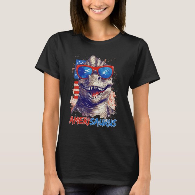 T-shirt Dinosaur 4th of July Kids Boys Men Amerisaurus Rex (Devant)