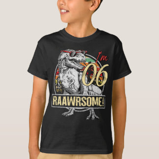 T-shirt Dinosaur 6e anniversaire cadeaux de fête pour fill