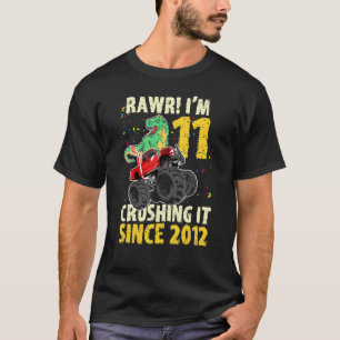 T-shirt Dinosaur Anniversaire Monster Truck Rawr I'm 11 Cr